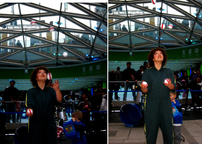 Performing at Robson Square in downtown Vancouver